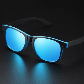 GM Naturlige Bambus Solbriller til Mænd Træ Sol Briller Polariserede Solbriller Rektangel Linser Kørsel UV400