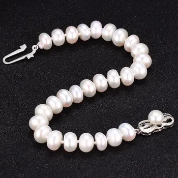 Dainashi Elegant Sort Perle Armbånd I Høj Kvalitet Til Kvinder Naturlige Ferskvands-Hvid Perle Armbånd,Fine Sølv Smykker Gaveæske