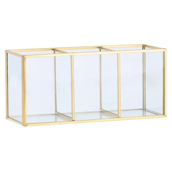 Nordisk Guld Grid Glas Flip Tank Max Luksus Moderne Kosmetik Opbevaringsboks Container Mikro-Landskab Blomst Room B