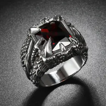 OBSEDE Mænd Vintage Dragon Claw Ring Titanium Stål Ringe AAAAA CZ Sten, Krystal Sort Sølv Farve, Størrelse 9-12 til gave