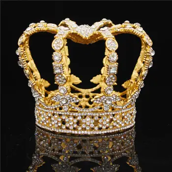 Barok Crown Hovedbøjle Rhinestone Tiaras Brude Hår Smykker Tilbehør Prom Bryllup Hovedbeklædning Royal King Kroner Medaljon