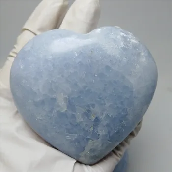 Store Naturlige krystal hjerte Hånd lavet celestite kvarts Ædelsten Chakra Sten hjertet Balancing Indsamler Krystaller Reiki healing
