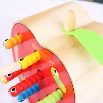 Hot Baby Legetøj af Træ 3D Puslespil i den Tidlige Barndom Pædagogisk Legetøj Fange Ormen Spil Farve Kognitive Magnetiske Jordbær, Æble Pære