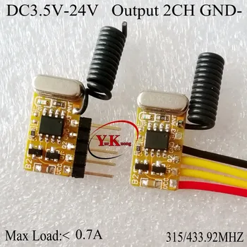Afkodning Modtager Modul 2-KANALS Mini Fjernbetjening Switch 3.7v4.2v4.5v6v7.4v9v12v Output 2ch GND Lav TTL 2CH onoff på thesame tid