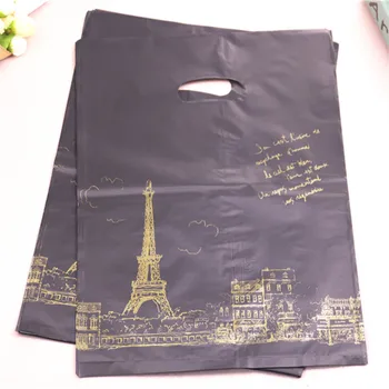 Hot Salg Engros 100pcs/masse på 30*40cm Luksus Vintage Eiffeltårnet Emballage Poser Store Plastik Sacchetti Week