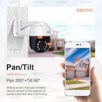 ESCAM H. 265X 5MP Pan/Tilt AI Menneskelignende Detection Auto Tracking Cloud Storage Dual Lys WiFi IP-Kamera To-Vejs Audio Night Vision