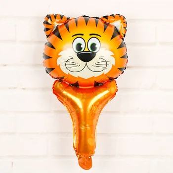 Lucky 100pcs/masse Tegnefilm Dyrs Hoved Tiger, Løve, Abe, Ko, Giraf Juble Hånd, der Holder Pinde Folie Balloner Fest Dekoration