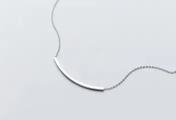 Ægte. 925 Sterling Sølv Fine Smykker Lige Arch Bar Geometriske Halskæde Vedhæng GTLX1518