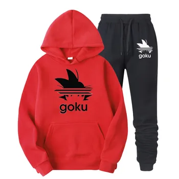 Goku Mænds Sæt drop shipping hættetrøjer+Bukser Harajuku engros Sport Passer til Afslappede Sweatshirts Træningsdragt Sportstøj plus 3XL