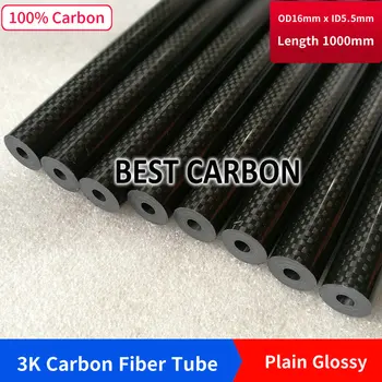 16mm x 5,5 mm x 1000mm Høj Kvalitet 3K Carbon Fiber Stof Sår/Forpustet/Vævet Rør Carbon Hale Boom