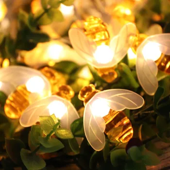 20 Garland Led Lys LED String Lys batteridrevet Bee Formet Fe Ferie Dekoration Belysning Til Udendørs Fest JQ