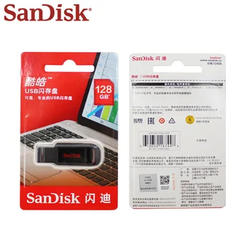 OriginalSanDisk USB-Flash-Drev USB 2.0-128GB 64GB 16GB 32GB Sort Pen-Drev Pendrive Flash-Drev Støtte af den Officielle Kontrol