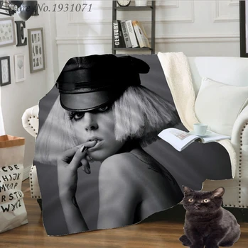 Lady Gaga 3D Printet Fleece Tæppe til Senge Tyk Dyne Mode Sengetæppe Sherpa Smide Tæppe Voksne Børn 01