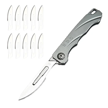 Aluminium Legering Folde Kunst Kniv Udendørs EDC Værktøj Kniv Nødsituation Skalpel Kniv 24BD