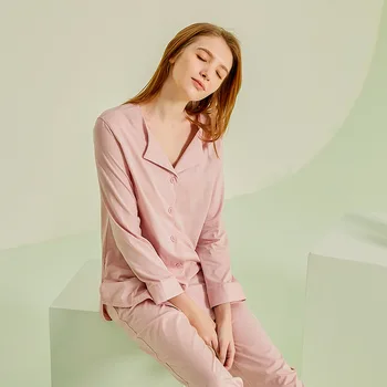 2020 Pyjamas Kvindelige Tøj til Sommer Hjem, Enkel og Komfortabel Ren Pink Blå Farver Bomuld Hjem Damer Cardigan Hjem Passer til