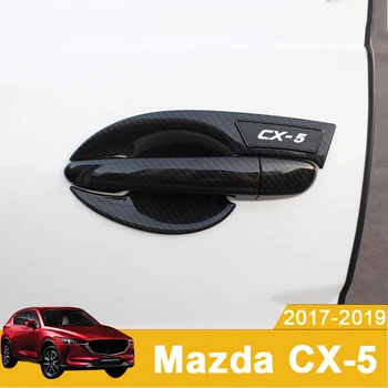 Carbon fiber Bil Eksterne Ydre dørhåndtag Fange Dække Døren Skål Beskyttelse Trim Mærkat For MAZDA CX-5 CX5 CX-5 2017 2018 2019