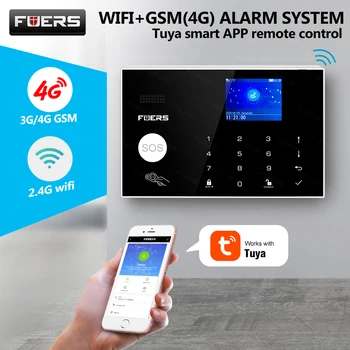 4G Wifi GSM alarm systemer, sikkerhed Tuya Alexa App Wifi Kamera, Touch tastatur Smart Hjem tyverialarm Sikkerhed Alarm System