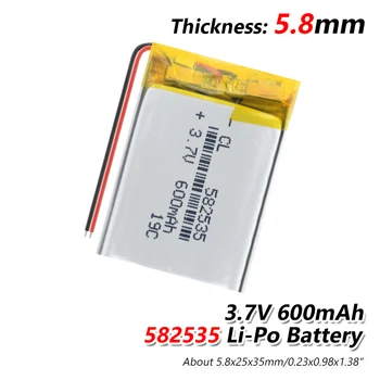 Levering lithium batteri lithium-polymer Genopladeligt batteri 582535 600 mah 3,7 V For MP3-MP4 MP5 GPS PSP MIDTEN af Bluetooth Headset