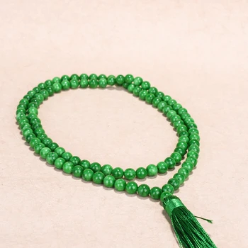 Multilayer 108 grønne Perler 8-12mm Sort Armbånd Halskæde Tibetanske Buddhistiske Mala Buddha Charme Rosenkrans Yoga For Kvinder, Mænd, Smykker