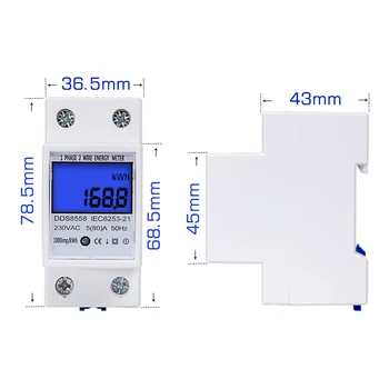 230V 5(80)EN Enkelt Fase Digital Wattmeter LCD-Baggrundslys Multimeter Spænding Strøm Meter kWh Energi Meter DIN-Skinne Montere