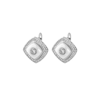 HUADIE et sæt af keramiske smykker. usædvanlige kvinder er øreringe og en ring i form af et kvadrat med cubic zirkonia