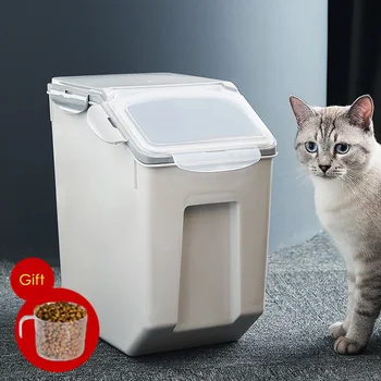 Stor Kapacitet Lukkede Kat Til Opbevaring Af Mad Max Ris Opbevaring Spand Med Ske Pet Tør Opbevaring Af Fødevarer Arrangør Dispenser-Arkføderen