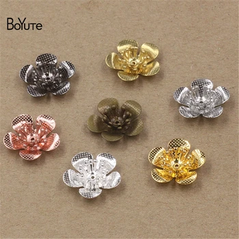 BoYuTe Engros Charms Filigran Blomster 18*6MM 100 Stk 7 Farver Messing Materiale Vintage Diy Smykker Charms