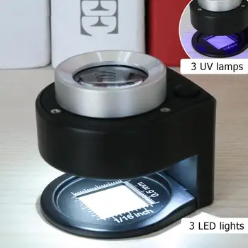 1Pc 6 LED-30X Optisk Glas Linse 6 LED Full Metal Foldning Linned Tester Lup lup Tråd Counter Forstørrelse Ny
