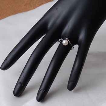 ASHIQI Perfekt Runde Naturlige Ægte ferskvandsperle Ringe 925 Sterling Sølv ringe for kvinder gave smykker engros