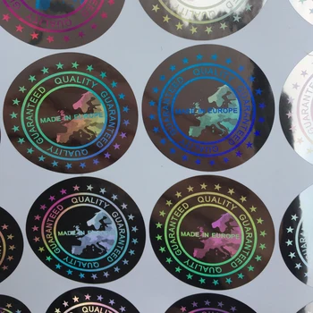 Baseball caps klistermærker Etiketten er FREMSTILLET I EUROPA Kvalitet Garanteret Hologram mærkat 40mm stor klud klistermærker klistermærker holografiske