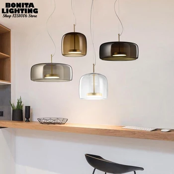 Glas hængende lamper til spisestue Nordiske LED vedhæng lys for højt til loftet sengen Enkle og stilfulde ledningen pendel