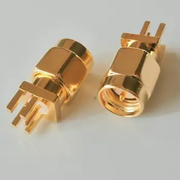 10X Pc ' RF-Stik Stik SMA male plug lodde kant 1,6 mm PCB klip mount lige 5,08 mm Forgyldt Koaksial-og RF-Adaptere