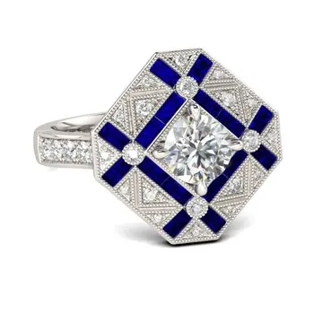 DODO Smuk Navy Blå Hvid Farve Crystal Ringe Til Kvinder Mode Geometri Design Cool Bague AAA Zircon Smykker Gaver Ra0366