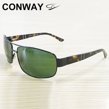 Conway Solbriller til Mænd UV-Beskyttelse Top Bar Pilot solbriller Rektangel Kørsel Briller Metal Legering Ubrydelig Ørestykker