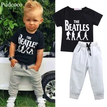 Mode 2STK Kausale Kids Baby Boy Tøj, T-Shirt+Bukser Sports Bukser Outfit 2-6Y
