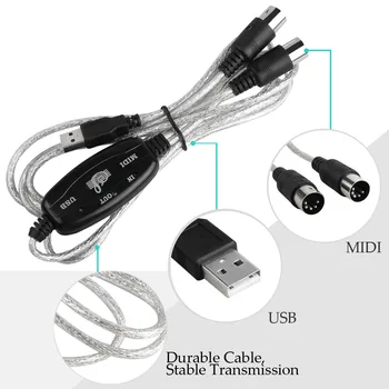 MIDI-Interface til USB-Kabel Konverter-Stik PC til Synthesizer Musik Keyboard Instrument 5-pin Adapter Ledning Kabel-Line