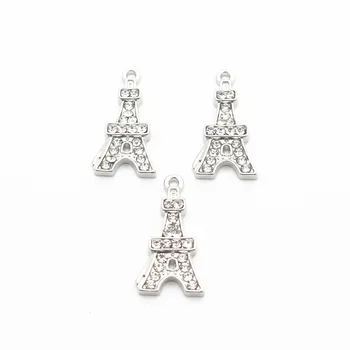 20pcs/masse Crystal Eiffeltårnet Dingle Charms karabinlås Hængende Charme Vedhæng Til Armbånd Flydende Charme Smykker