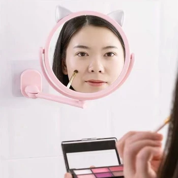 Gratis stansning vægtæppe lille spejl, badeværelse wall makeup spejl husstand badeværelse vægmonteret badeværelse spejl