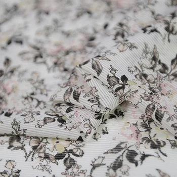 Silke, linned stof af silke blanding af linned stof blomst design print 16momme 45