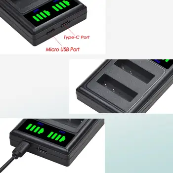 Batmax DMW-BLH7 BLH7E Batteri+Nye LED-USB-Dobbelt Oplader med Type C-Port til Panasonic Lumix DMC-GM5,DMC-GF7,DMC-GF8,GF9,LX10