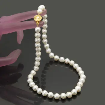 HOT Kvinde, der er gift 8-9mm hvide ferskvand akoya perle halskæde 18