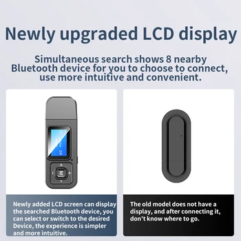 5-I-1 USB Bluetooth Dongle 5,0 Lyd Modtageren Sender Med LCD Display Mini 3,5 mm AUX-RCA Trådløse Adapter Med MIKROFON Til TV