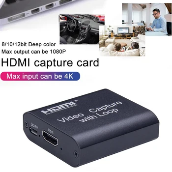 4K 1080P HDMI-Capture Kort Video Capture USB 2.0, HDMI-indgang Video Capture-Kort Grabber Loop Udgang til PS4 Spil Live Streaming