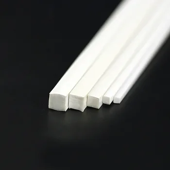 100pcs ABS Plast Hvid Firkantet Stang Holde sig for Arkitektur Model Gør Styren 500mm Lang og 0,5-2mm