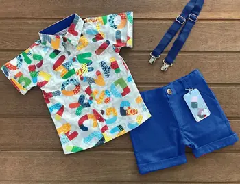 2019 Sommeren nyt Tøj Sæt dreng Bomuld casual børnetøj Baby Drenge Dress shirt+ Shorts, Bukser, 2 Stk Sæt Tøj