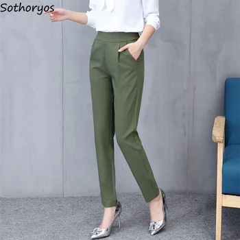 Bukser Kvinder Slank Elastisk Talje Solid Afslappet og Elegant Alle-match Enkle Trendy Lange Harem Bukser Dame koreanske Daglige Komfortable