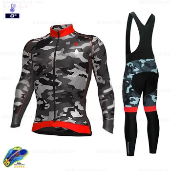 2020 Aleing Vinter Termisk Fleece Camouflage Cykel med Lange Ærmer til Mænd Cykling Jersey Bib Pants, der Passer Udendørs Sport MTB Tøj