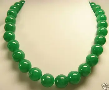 Hot sell Smuk GRØN Jade-10mm Perler Halskæde 18