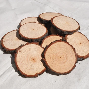 50 pc ' er groft skåret træ runder med ru bark for rustikt håndværk