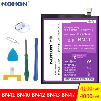 NOHON Batteri BN41 BN40 BN42 BN43 BN47 For Xiaomi Redmi 4 6 Pro Note 4 4X Pro Udskiftning Mobiltelefon Reelle Kapacitet Batería
